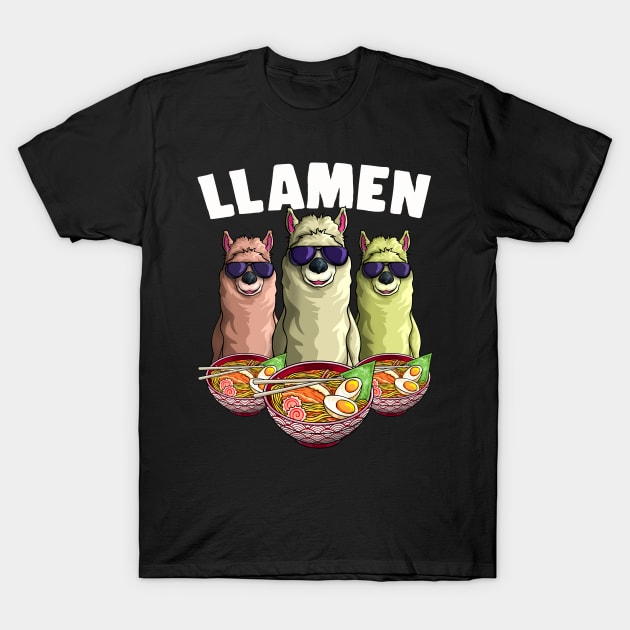 Japanese Llamen Noodles Kawaii Funny Llama Ramen Gift T-Shirt by Blink_Imprints10